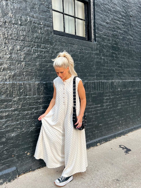 The Bowie Checkered Jumpsuit // Ivory *RESTOCKED*